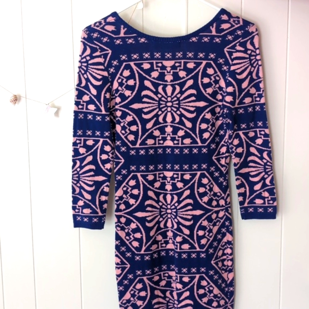 Anthropologie Flying Tomato Fair Isle Knit Sweater Dress Bodycon Fall Winter Med